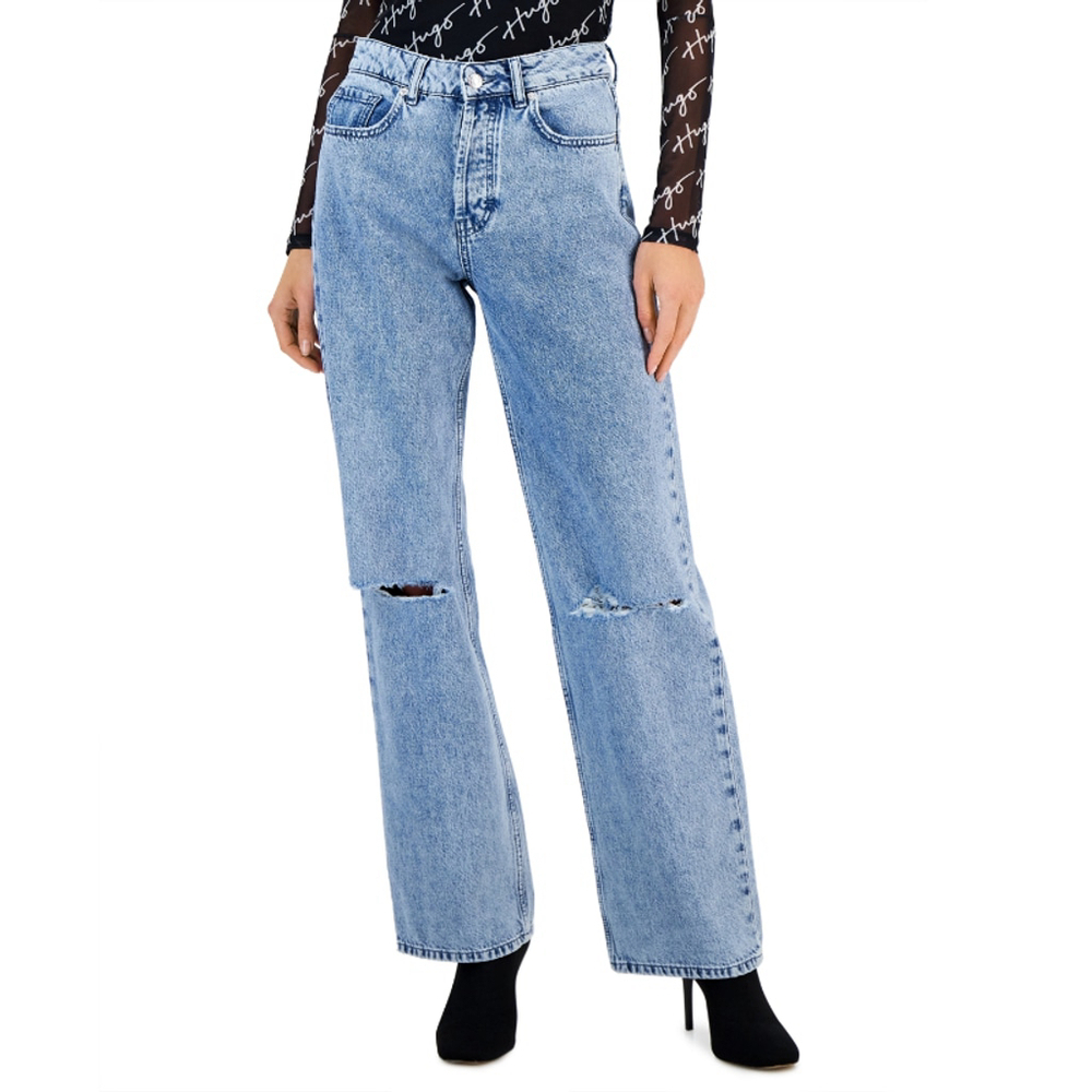 HUGO Boss Women's Size 25 Ripped Light-Wash High-Rise Denim Jeans NWT